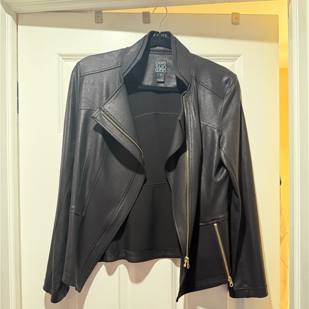 CLARA SUNWOO Black Liquid Leather Jacket, size Medium